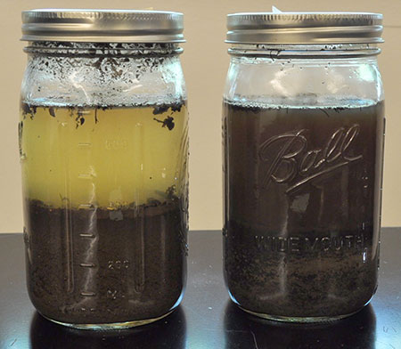 soil mudshake test with two soil samples