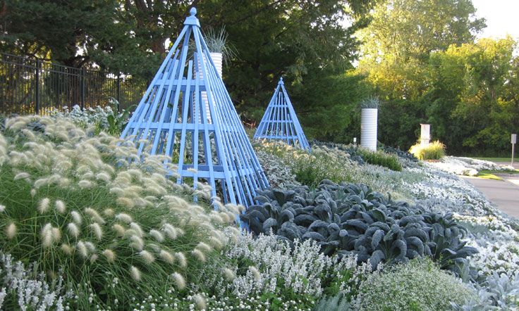 blue-themed garden